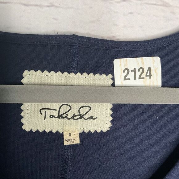 Tabitha Anthropologie Navy Sleeveless Chevron Fit & Flare Above The Knee Dress 6 - Picture 5 of 9
